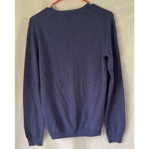 Gap Extra Fine Merino Wool Sweater Mens S Blue V Neck Lightweight Preppy - Picture 2 of 6